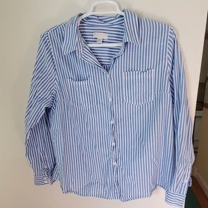 White and blue stripes button down 2X